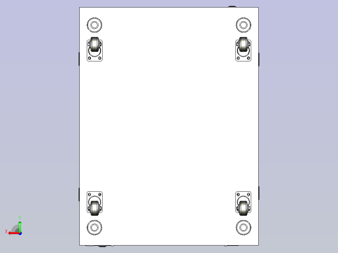 24U工控机柜3D图纸后视图