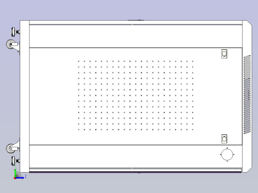 24U工控机柜3D图纸左视图