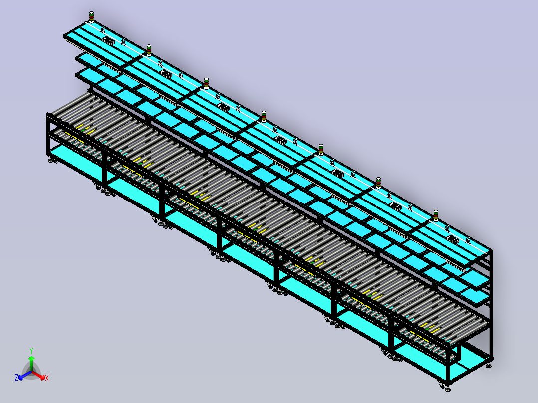 无动力滚筒线体主视图