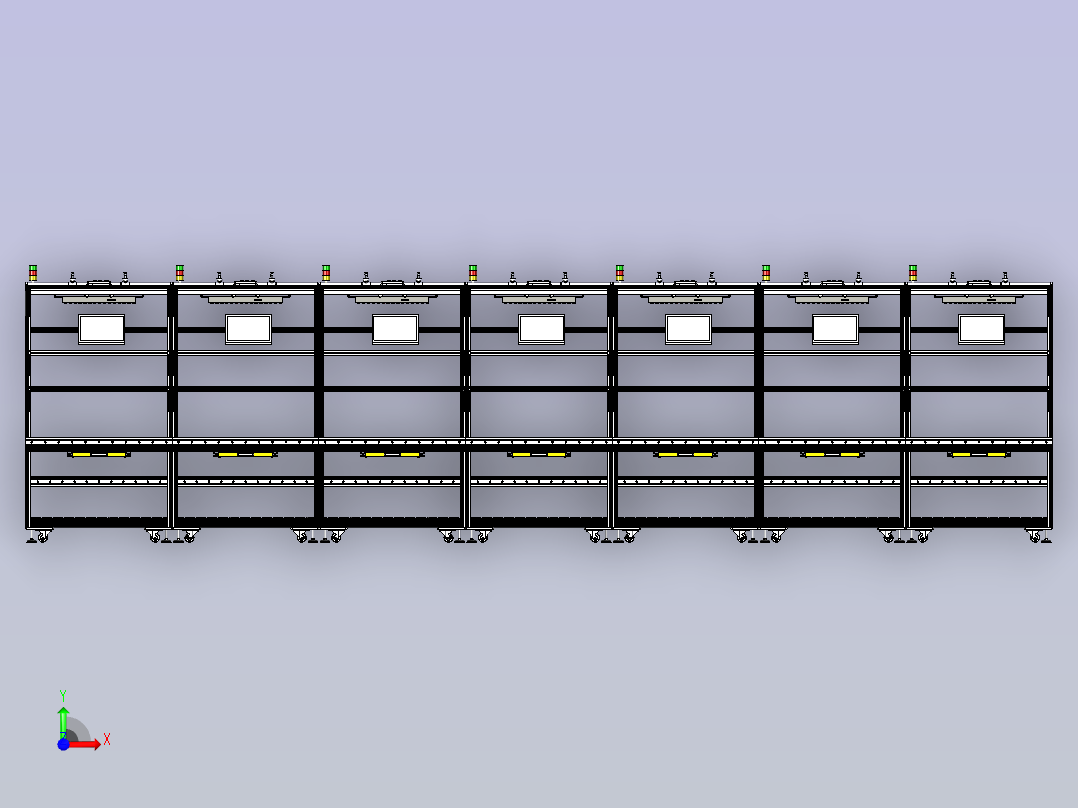 无动力滚筒线体前视图