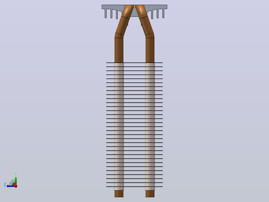 两个铜管散热器右视图