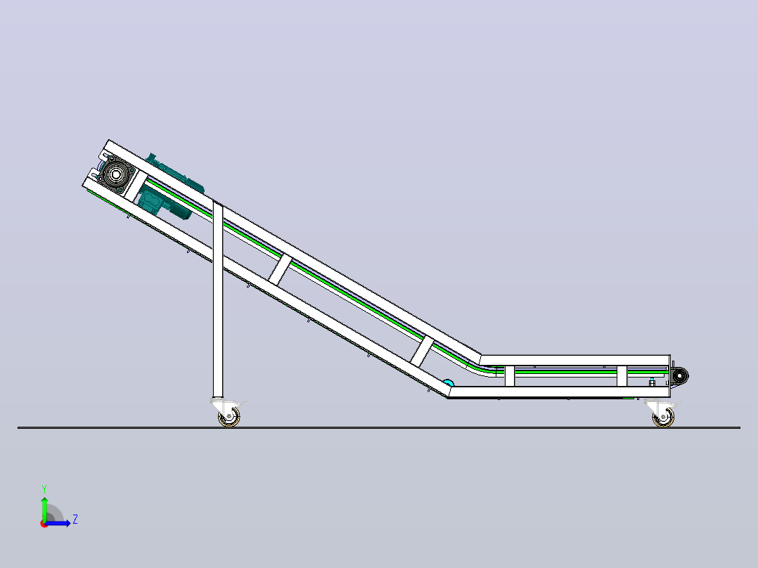 L形皮带输送机3D图纸 step x_t格式左视图