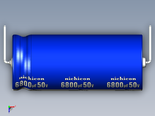 铝制轴向电解电容器。VX系列6800uf 50v。25.5x59mm毫米。间距64至69毫米。电解镍镉电池俯视缩略图