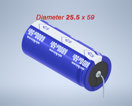 铝制轴向电解电容器。VX系列6800uf 50v。25.5x59mm毫米。间距64至69毫米。电解镍镉电池缩略图