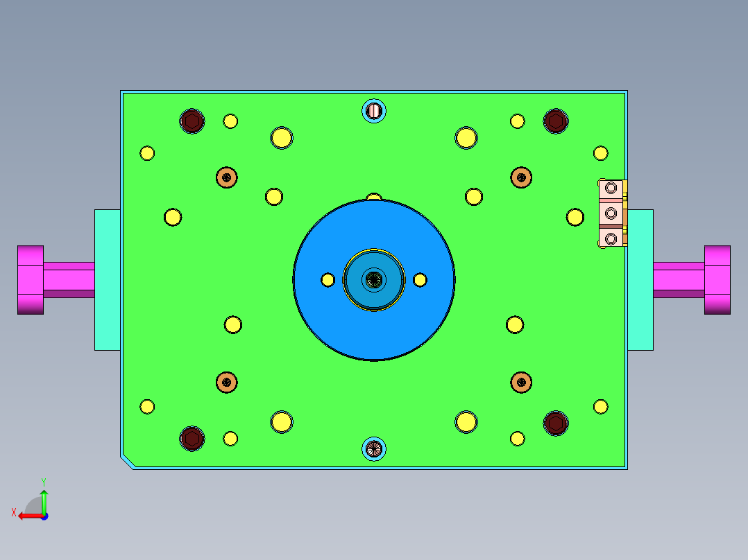 复杂的模具设计3D模型后视图