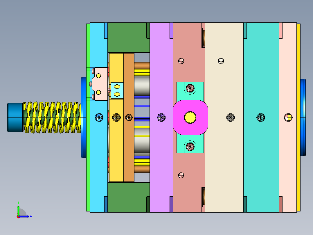 复杂的模具设计3D模型左视图