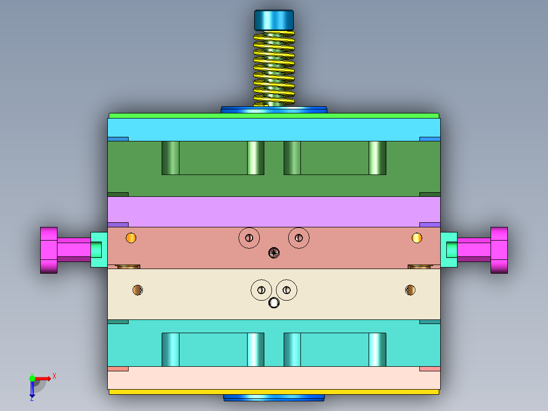 复杂的模具设计3D模型俯视图