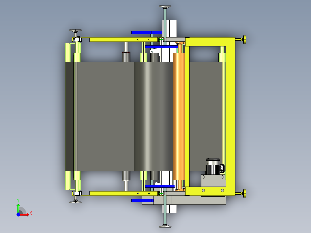 熔喷布机卷布机3D图纸 无纺布 熔喷布 卷布机3d图纸前视图