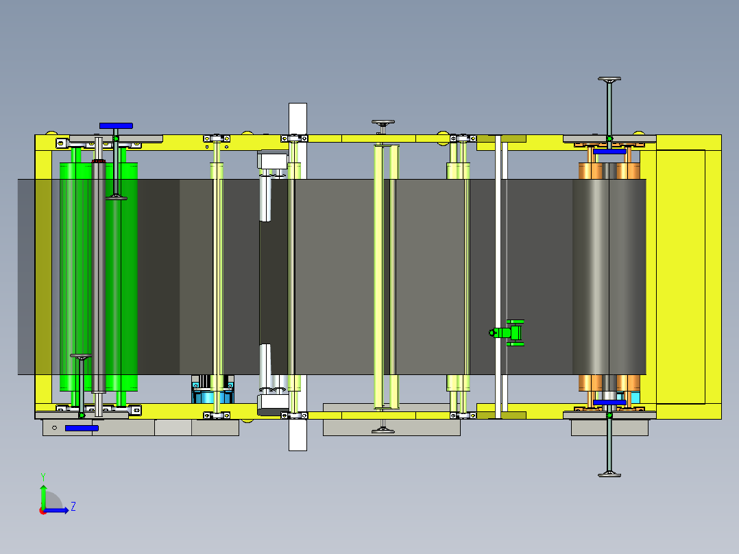 熔喷布机卷布机3D图纸 无纺布 熔喷布 卷布机3d图纸左视图