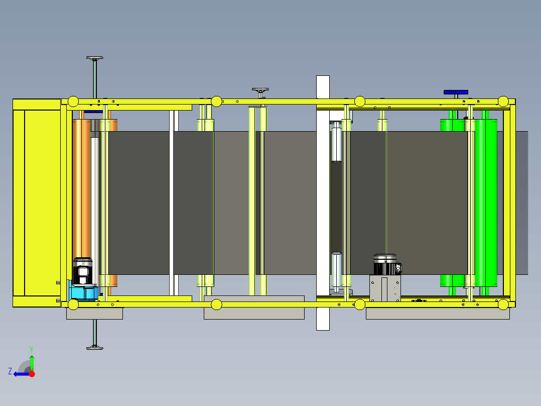 熔喷布机卷布机3D图纸 无纺布 熔喷布 卷布机3d图纸右视图