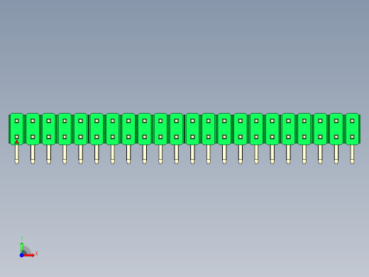 彩色公排针 100mil 2.54mm 系列-DS1022_green_2x22p_100mil_TypeD_rev1.0前视缩略图