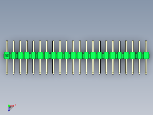 彩色公排针 100mil 2.54mm 系列-DS1022_green_2x22p_100mil_TypeD_rev1.0俯视缩略图