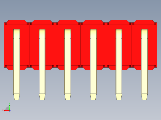 彩色公排针 100mil 2.54mm 系列-DS1022_red_2x06p_100mil_TypeD_rev1.0后视缩略图