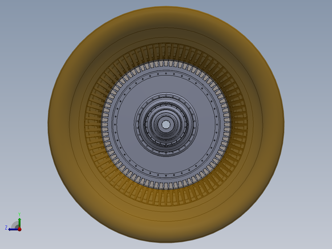 转子 GE-LM 2500 燃气轮机---模型格式为 stp右视图