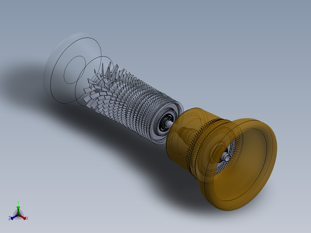 转子 GE-LM 2500 燃气轮机---模型格式为 stp正等轴测图