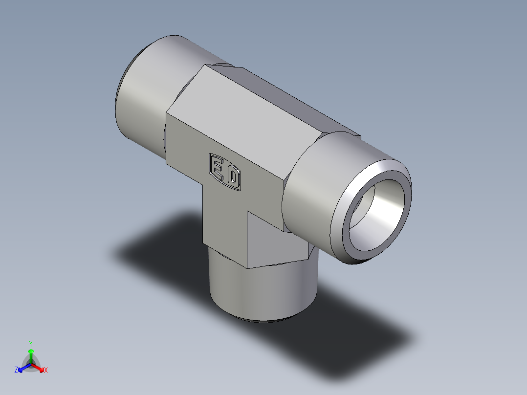 卡套式工业通用硬管接头EO_Male_stud_run_tee_TE10SRCFX主视图