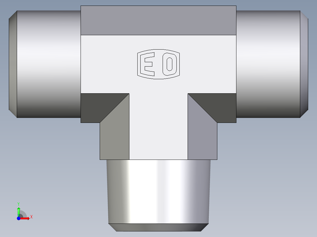 卡套式工业通用硬管接头EO_Male_stud_run_tee_TE10SRCFX前视图