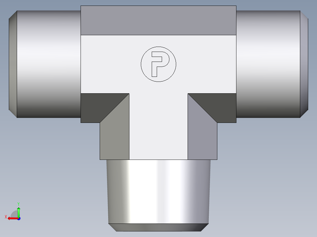 卡套式工业通用硬管接头EO_Male_stud_run_tee_TE10SRCFX后视图