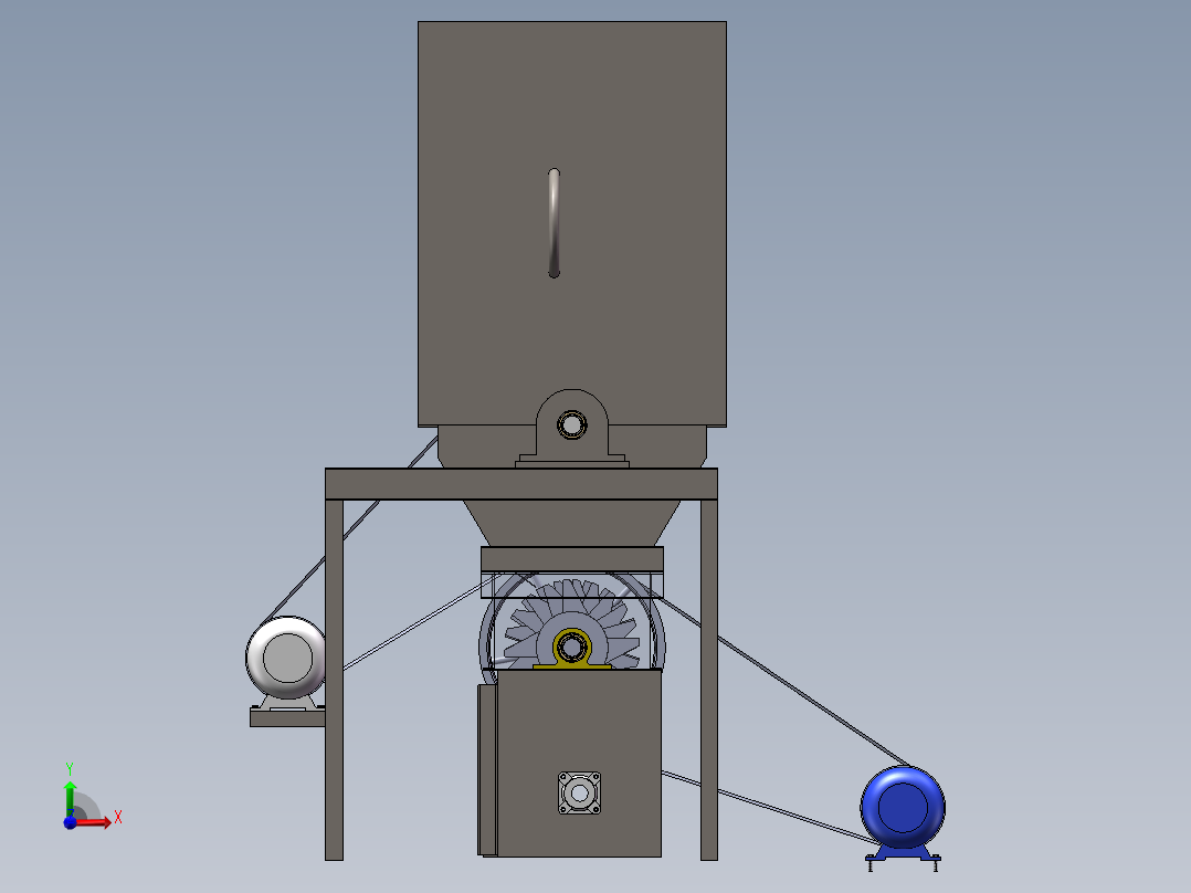 天麻共生蜜环菌之破碎机前视图