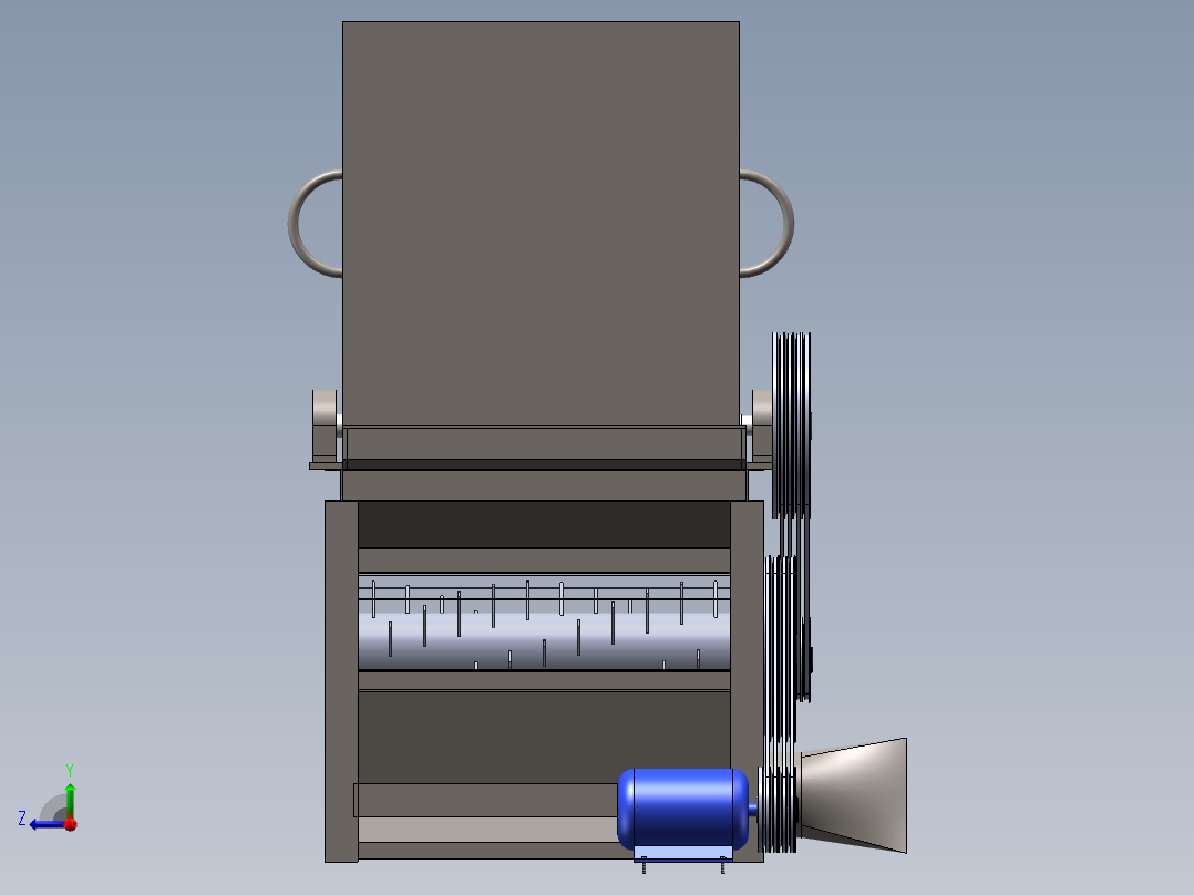 天麻共生蜜环菌之破碎机右视图