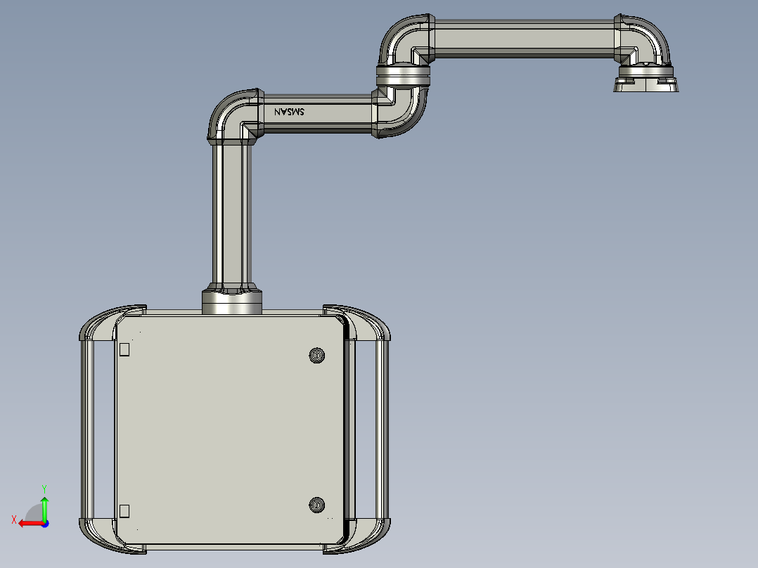 向下顶座+中间连接器+转角+箱体连接器+控制箱后视图