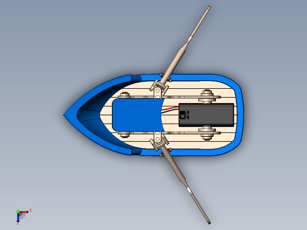 可动玩具船俯视图