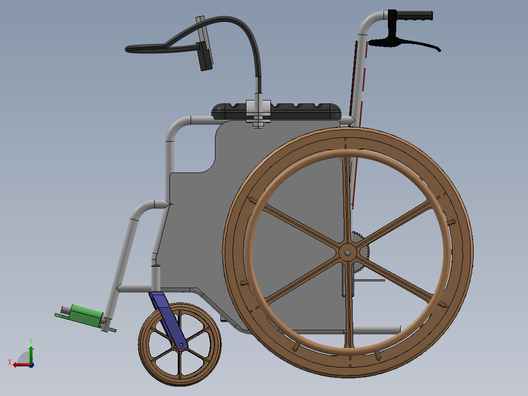 智能控制电动轮椅后视图