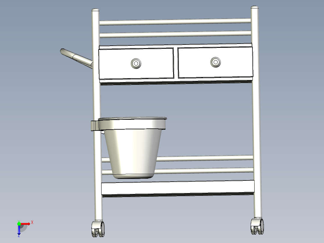 不锈钢一体手推车俯视图