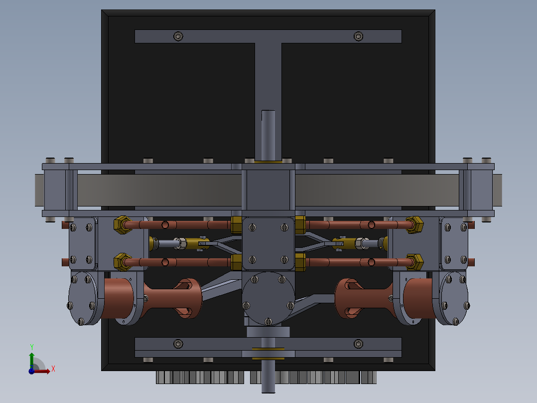蒸汽机six-piston-cylinder-steam-engine-模型格式为 sw前视图