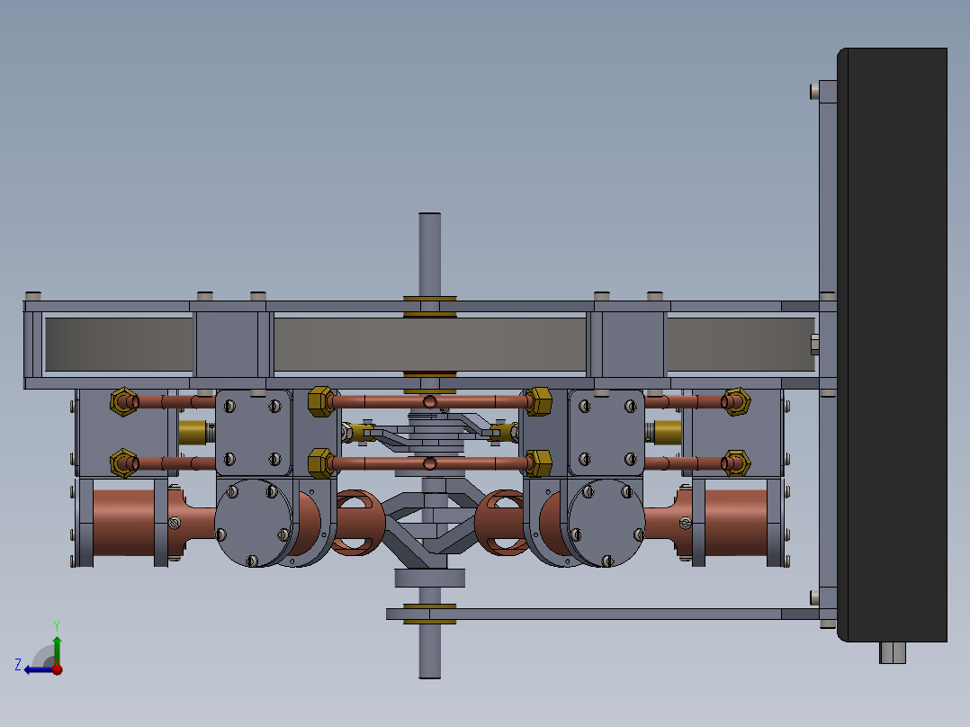 蒸汽机six-piston-cylinder-steam-engine-模型格式为 sw右视图