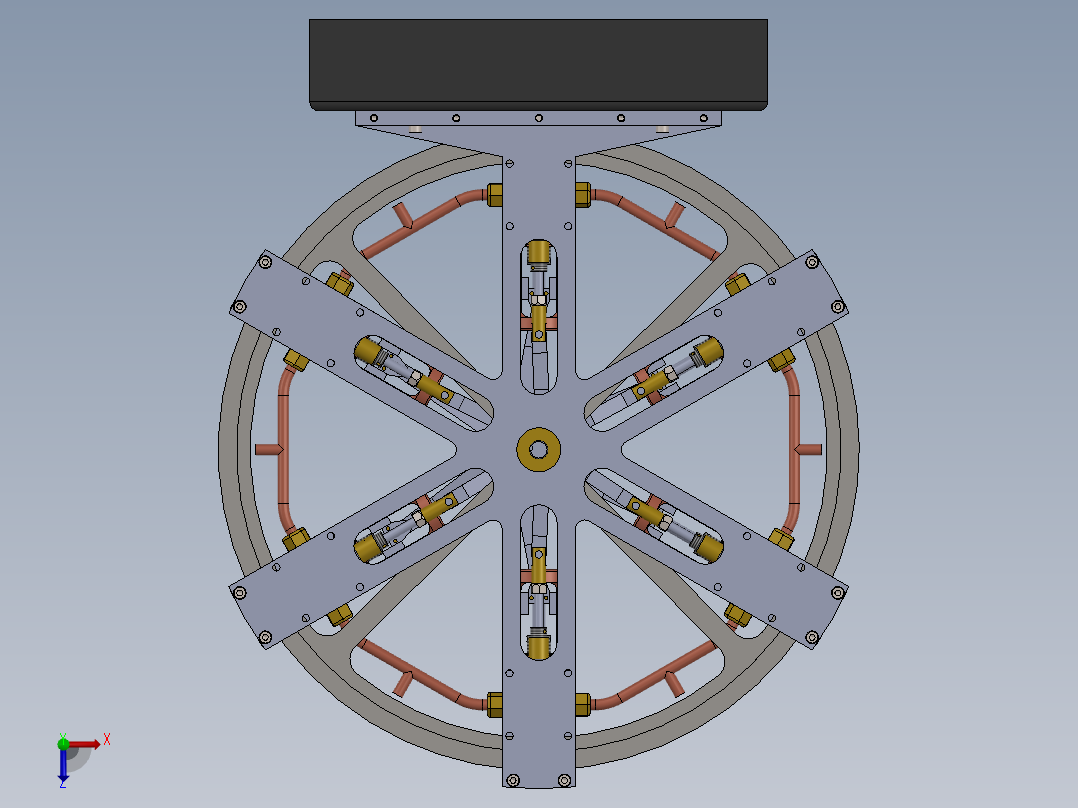 蒸汽机six-piston-cylinder-steam-engine-模型格式为 sw俯视图