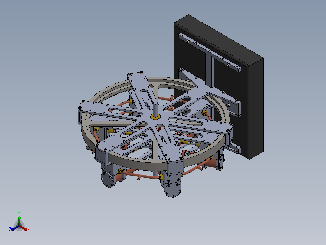 蒸汽机six-piston-cylinder-steam-engine-模型格式为 sw正等轴测图
