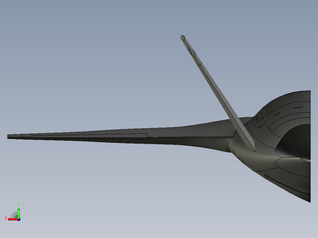 无人作战飞行器（UCAV）后视图