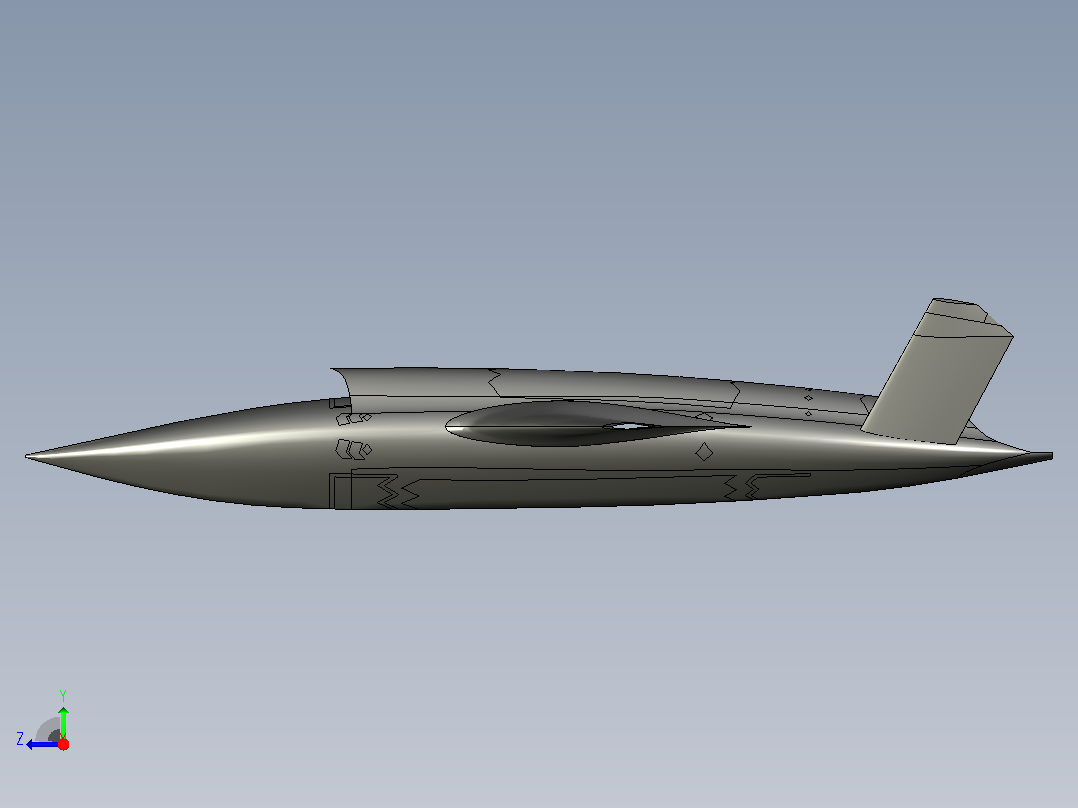 无人作战飞行器（UCAV）右视图