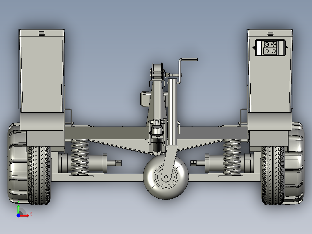 trailer for all terrain全地形拖车结构3D数模图纸 STP格式前视图