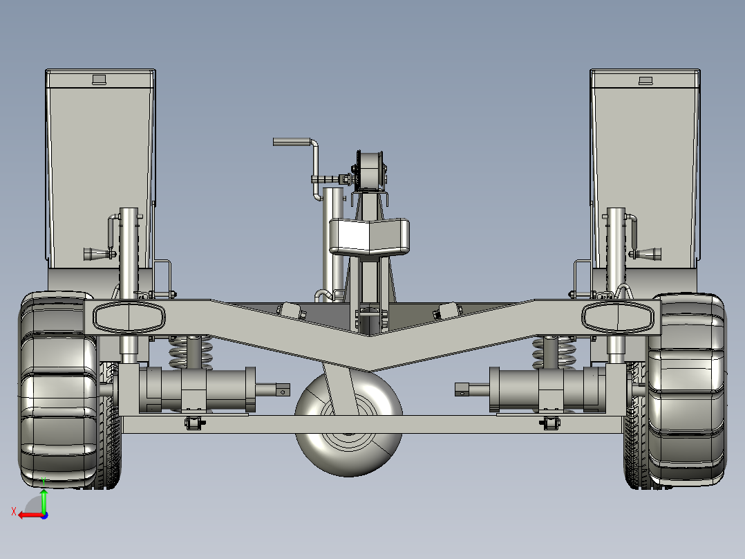 trailer for all terrain全地形拖车结构3D数模图纸 STP格式后视图