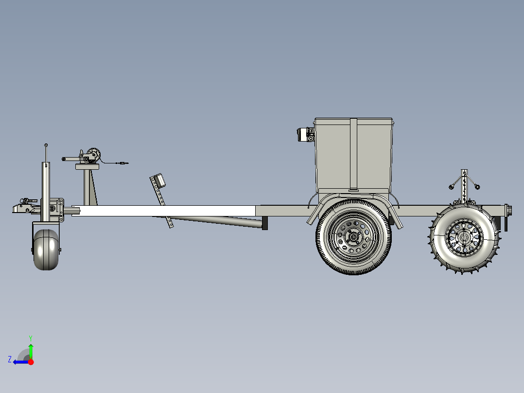 trailer for all terrain全地形拖车结构3D数模图纸 STP格式右视图