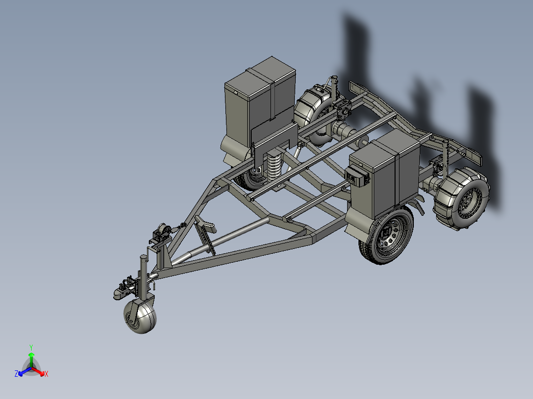 trailer for all terrain全地形拖车结构3D数模图纸 STP格式正等轴测图