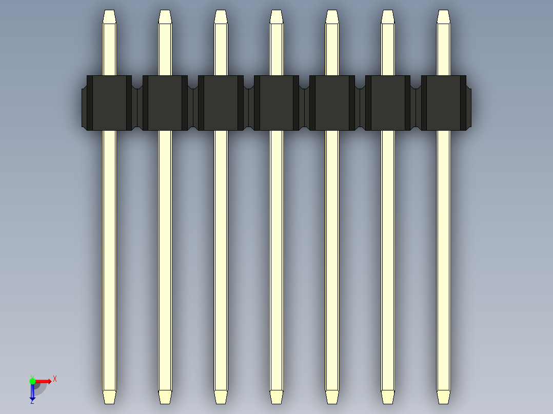 彩色公头100mil（2.54mm）系列-DS1021_black_1x07p_100mil_Type5_rev1.0俯视图