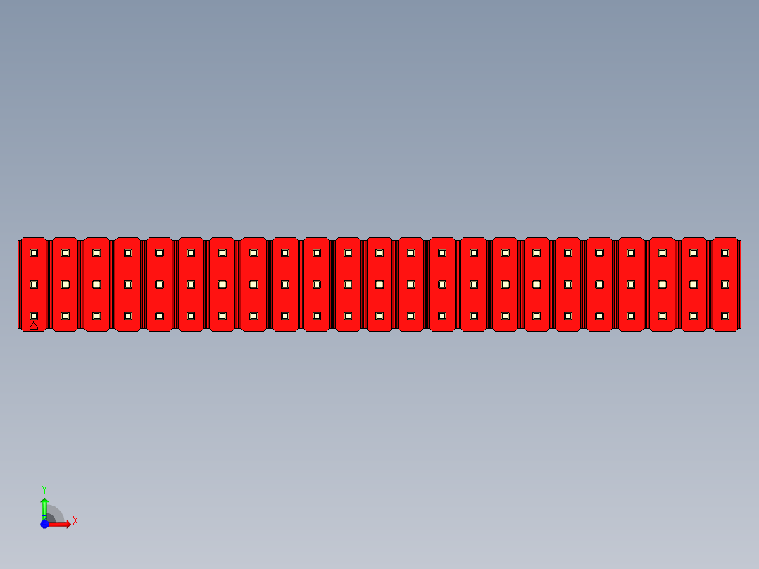 彩色公头100mil（2.54mm）系列-DS1021_red_3x23p_100mil_Type1_rev1.0前视图