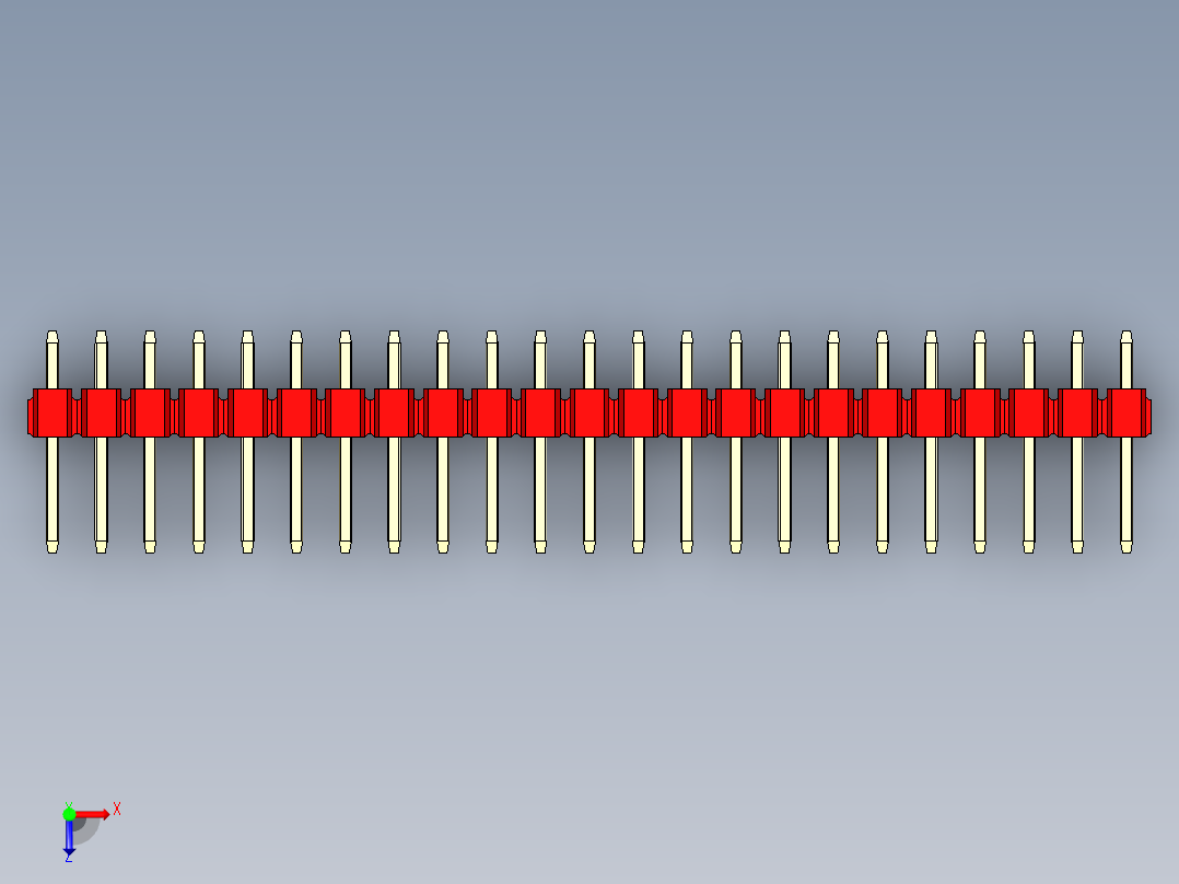 彩色公头100mil（2.54mm）系列-DS1021_red_3x23p_100mil_Type1_rev1.0俯视图