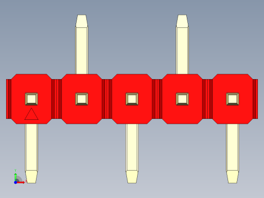 彩色公排针 100mil 2.54mm 系列-DS1022_red_05p_100mil_Type_SMT_R2_rev1.0前视缩略图