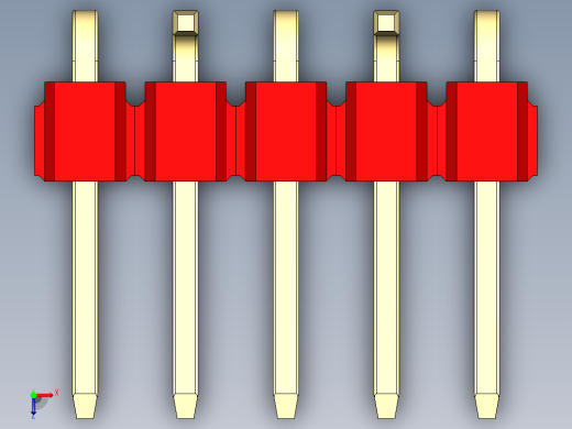 彩色公排针 100mil 2.54mm 系列-DS1022_red_05p_100mil_Type_SMT_R2_rev1.0俯视缩略图