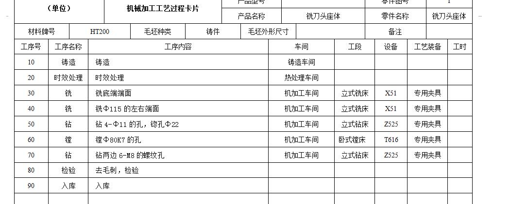铣刀头座体工艺及夹具(CAD图+UG三维+说明书)