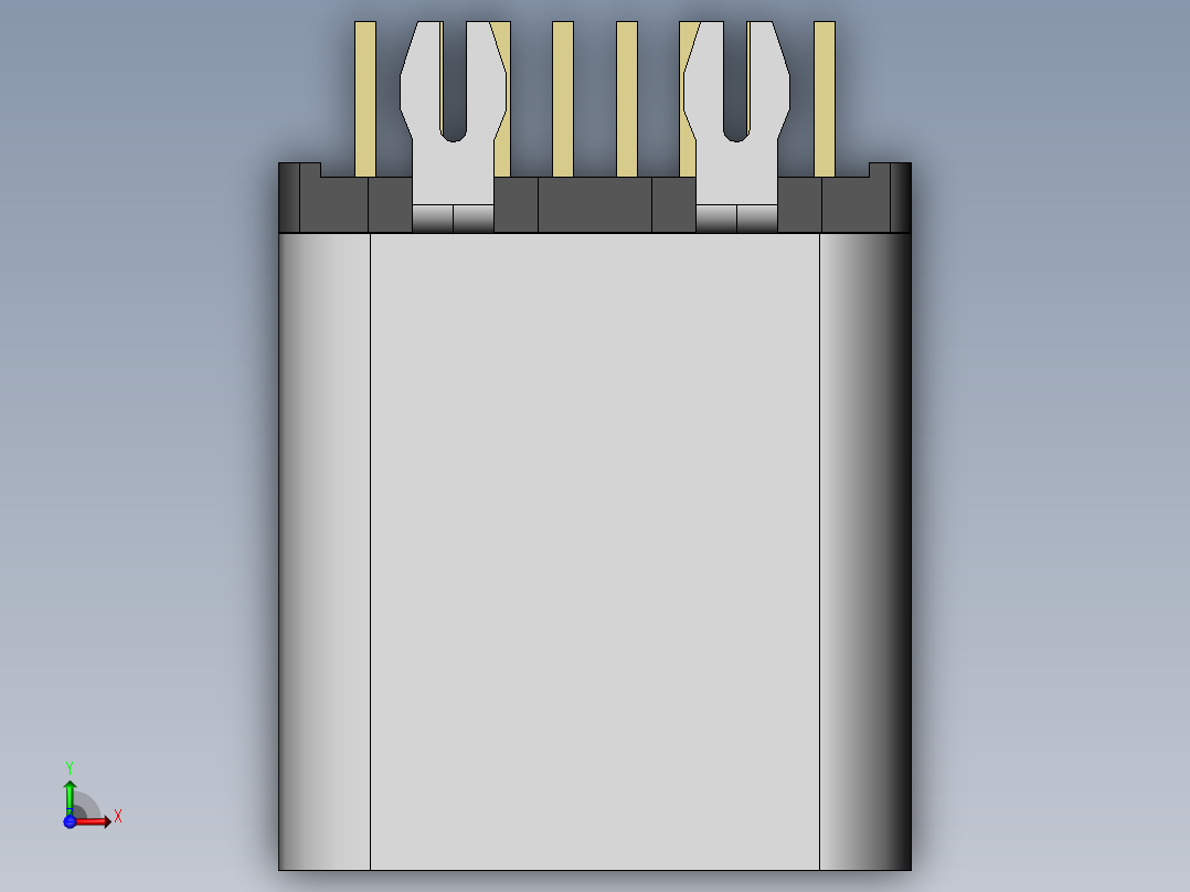 Usb连接器水平在板10mm前视图