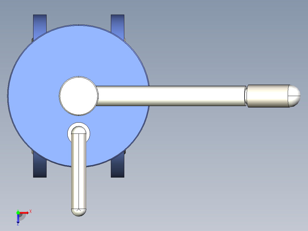 带手柄驱动装置的法兰型偏心蝶阀俯视图
