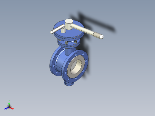 带手柄驱动装置的法兰型偏心蝶阀正等轴测缩略图