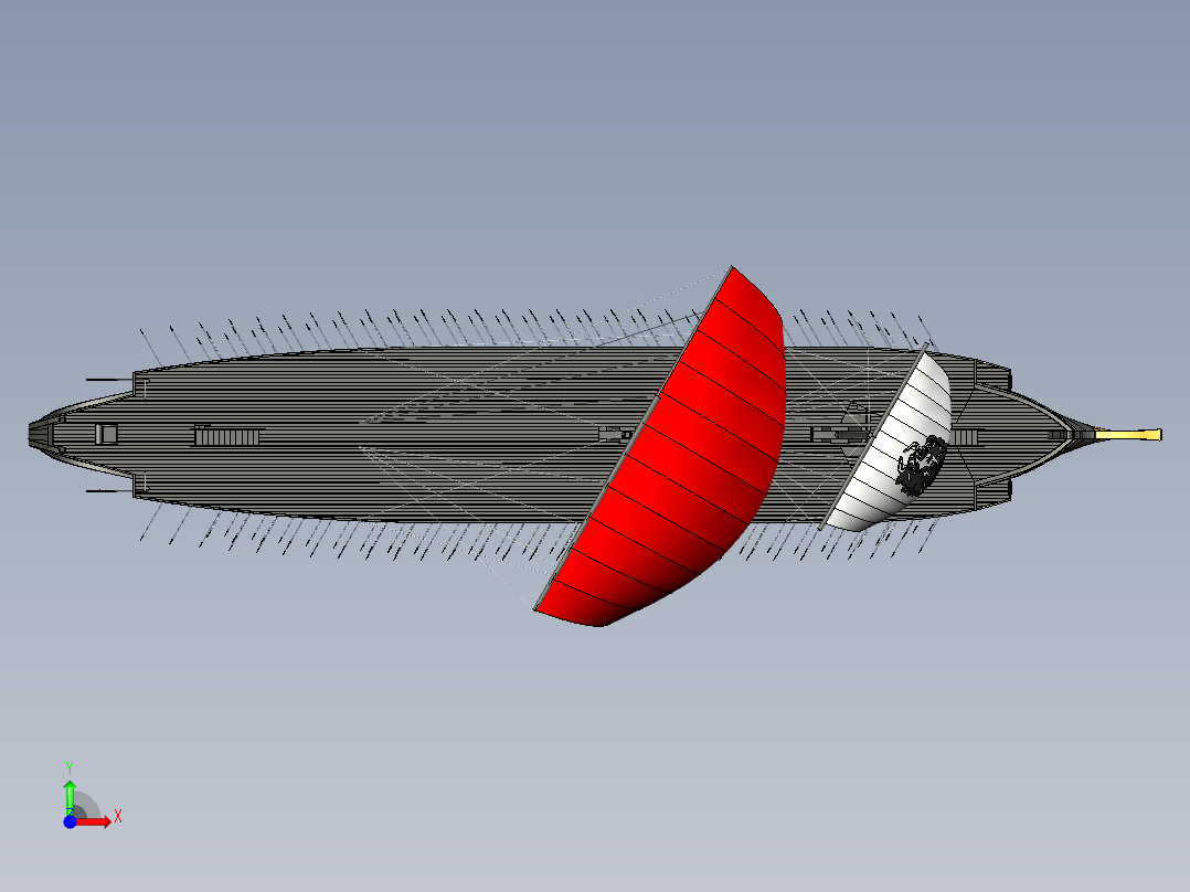 希腊桨帆船图纸前视图