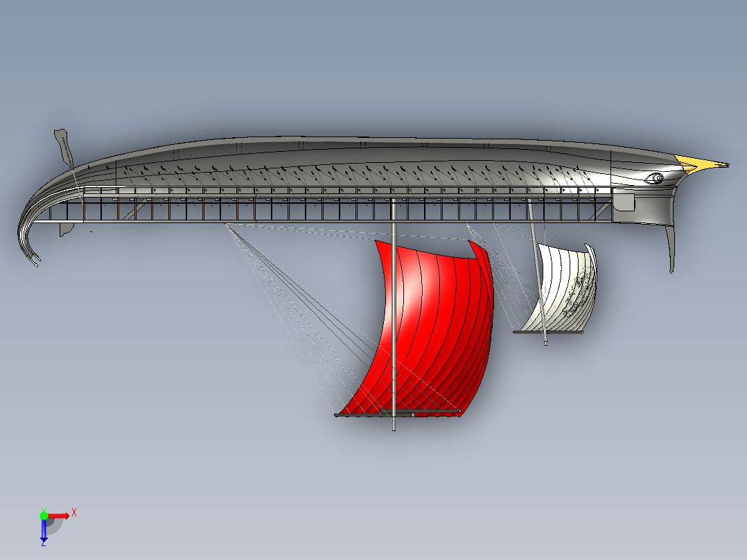 希腊桨帆船图纸俯视图