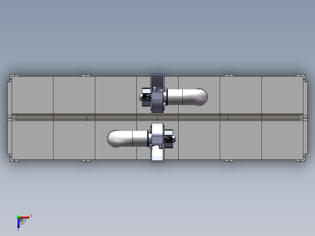 喷涂线预热烘干隧道炉设计俯视图